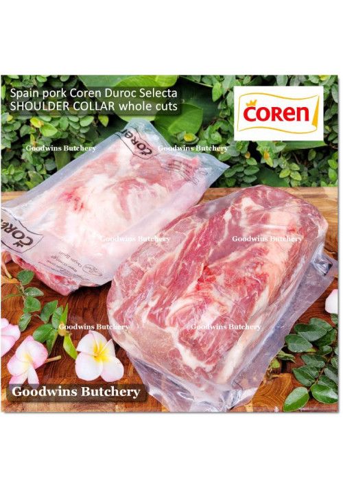 Pork Collar Boston-Butt Kapsim SHOULDER BONELESS SKIN OFF frozen COREN DUROC SELECTA (fed with chestnuts) WHOLE CUT +/- 2.5kg (price/kg)